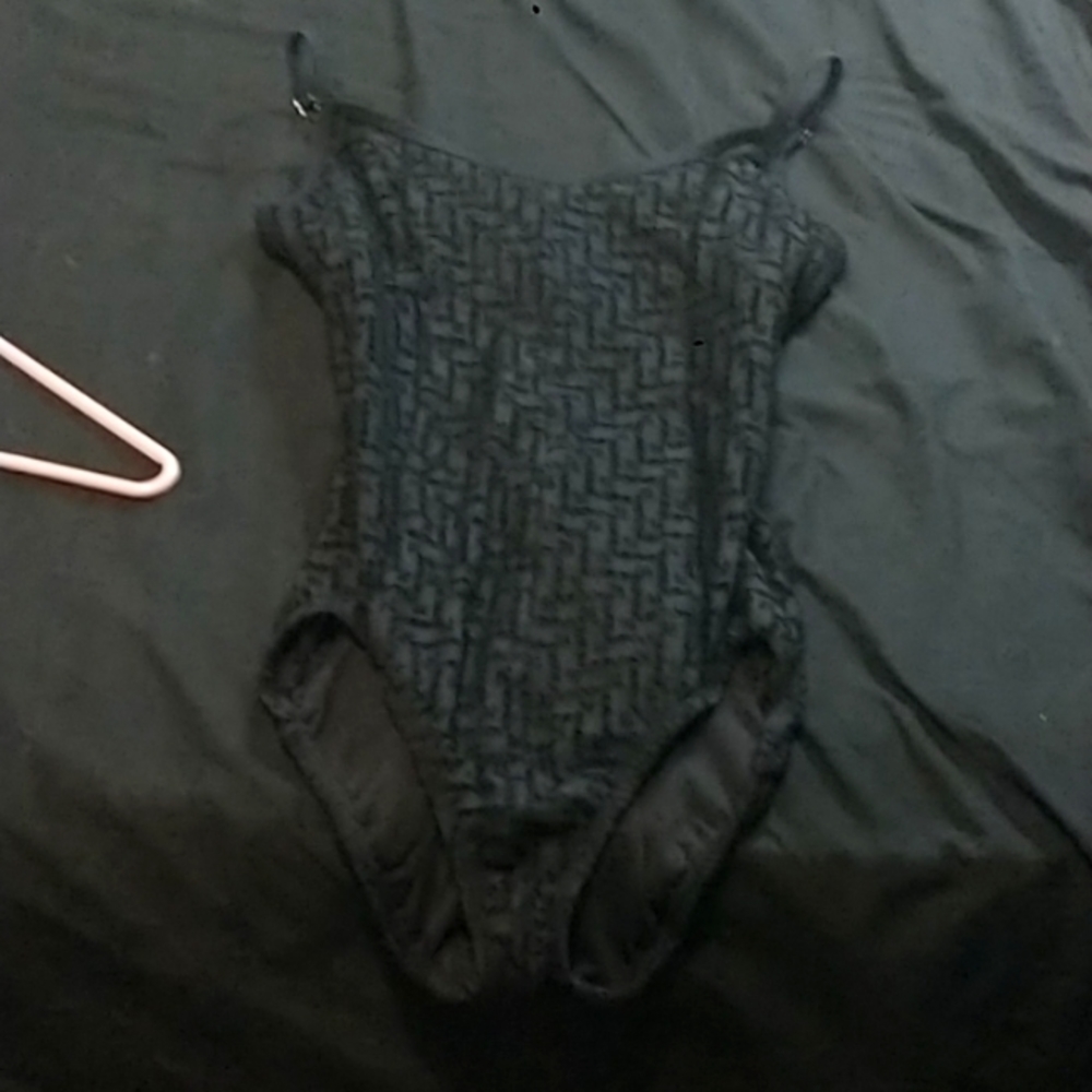 Black polyester bathing suit